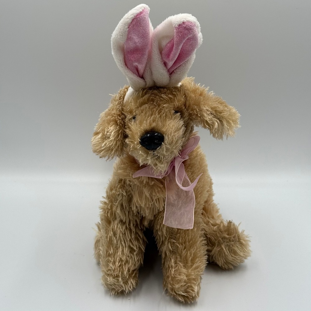 Dan Dee Collectors Choice Tan Dog Plush Bunny Ears Easter Stuffed Animal 11 inch